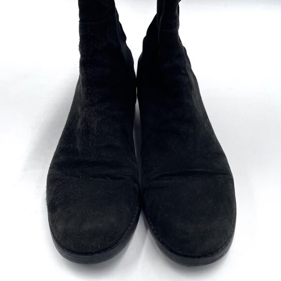 Stuart Weitzman 50/50 Over the Knee Boots Black Suede Pull On Low Heel Sz 7.5 - Picture 6 of 9